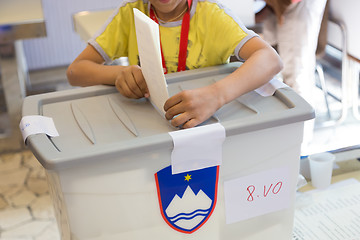 Image showing Boy voting on democratic election.