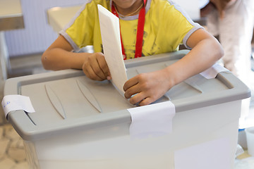 Image showing Boy voting on democratic election.