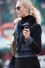 Image showing  lady talking on mobile phone cd