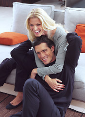 Image showing Young happy couple at home d