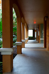 Image showing long orange florida outside corridor