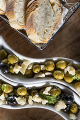 Image showing olives with bread