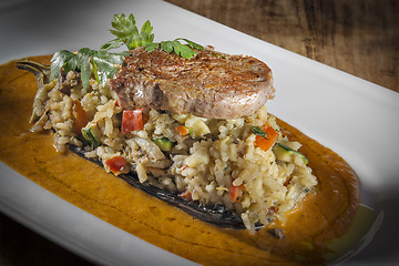 Image showing beef with risotto