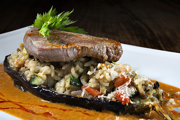 Image showing beef with risotto