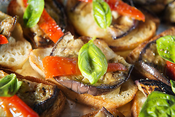 Image showing Aubergine bruschetta