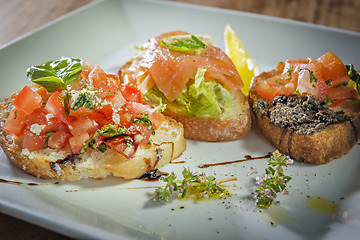 Image showing Three italian bruschetta