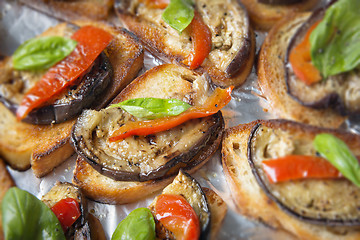 Image showing Aubergine bruschetta