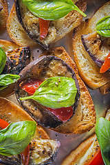 Image showing Aubergine bruschetta