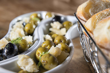 Image showing olives with bread