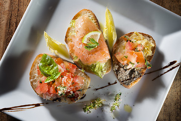 Image showing Three italian bruschetta