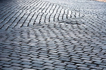 Image showing cobblestone street pavement pattern closeup