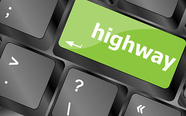 Image showing highway word on computer pc keyboard key