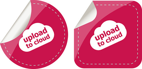 Image showing stickers label set business tag with upload to cloud word