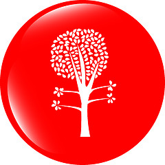 Image showing tree on icon button isolated on white