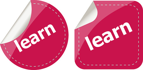 Image showing learn word on stickers button set, label