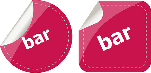 Image showing bar word on stickers button set, business label