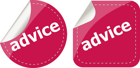 Image showing advice word stickers set, icon button, business concept