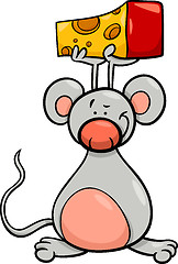 Image showing cute mouse with cheese cartoon