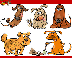 Image showing happy dogs cartoon illustration set