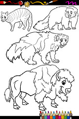 Image showing animals set cartoon coloring book