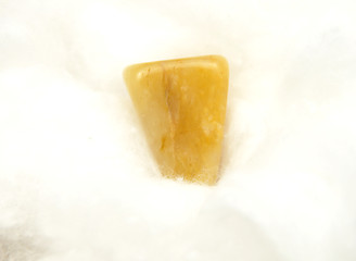 Image showing Orange calcite mineral on cotton