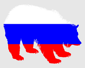 Image showing Flag of Russia with brown bear