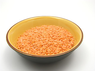 Image showing Red lentils  in a bowl of ceramic