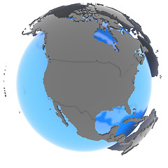 Image showing North America on the globe