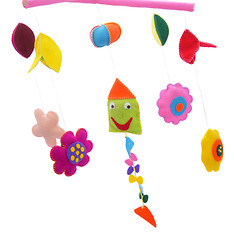 Image showing Kite and flowers