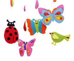 Image showing Butterflies, ladybug and bird