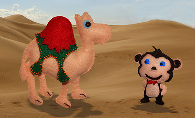 Image showing Camel and monkey