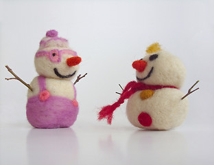 Image showing Two funny snowmen