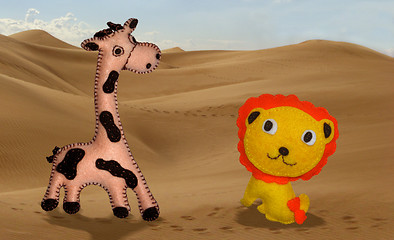 Image showing Giraffe and lion