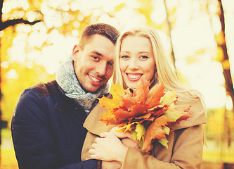 Image showing romantic couple in the autumn park