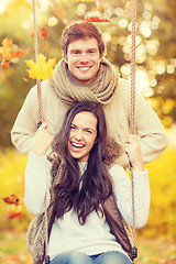 Image showing romantic couple in the autumn park