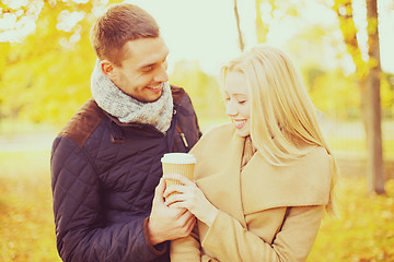 Image showing romantic couple in the autumn park