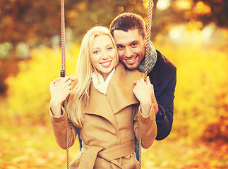 Image showing romantic couple in the autumn park