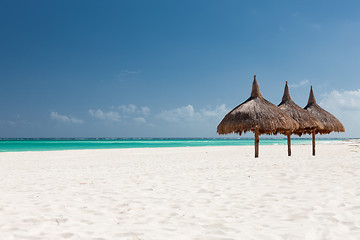 Image showing tropical beach with palapa