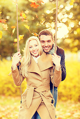 Image showing romantic couple in the autumn park