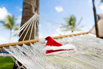 Image showing picture of hammock with santa helper hat