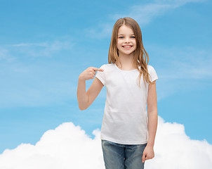 Image showing smiling little girl in blank white t-shirt