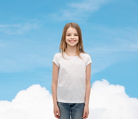 Image showing smiling little girl in white blank t-shirt