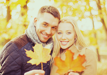 Image showing romantic couple in the autumn park