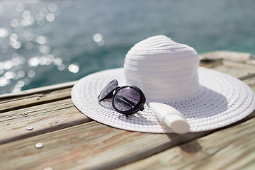 Image showing close up of beach accessories at seaside