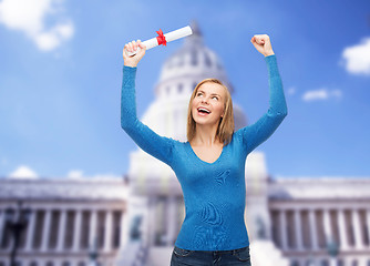 Image showing smiling woman with diploma