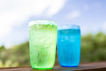 Image showing close up of two glasses with cold water