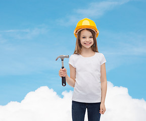 Image showing smiling little girl in protective helmet