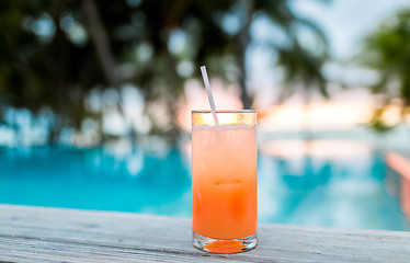 Image showing cocktail drink on tropical beach