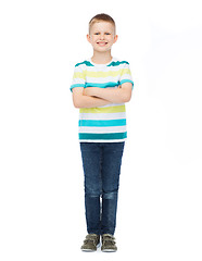 Image showing little boy in casual clothes with arms crossed