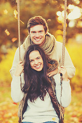 Image showing romantic couple in the autumn park